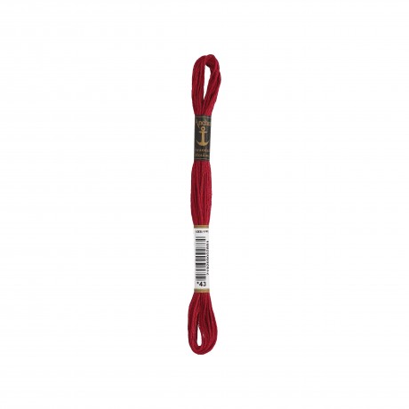Meada de linha de bordar Anchor Stranded Cotton, filosele cor 43 grená